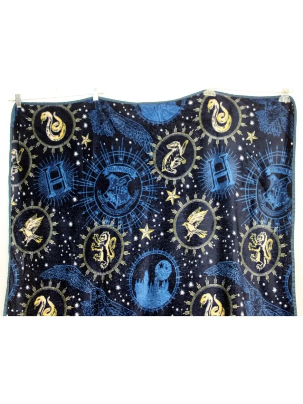 Wizarding World Harry Potter Fleece Blanket Throw Accent Sigils Blue Universal